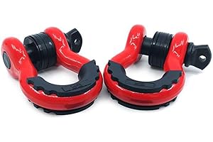 GA GEARAMERICA GearAmerica (2PK Heavy Duty D Ring Shackles Red | 58,000 lbs (29 US Ton) Max Strength | 3/4" Shackle + 7/8 Pin + Isolator + Washers | Connect Your Tow Strap or Winch Rope for Off-Road 4x4 Recovery
