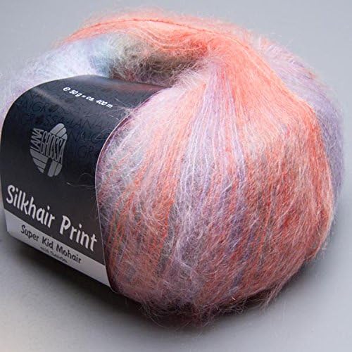 Lana Grossa Silk Hair Yarn Colour 345 Red/Purple/Green/Lilac