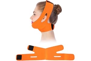 SEMME Visage amincissant le bande de joue, ligne de visage de V Ventre respirant de levage de menton jusqu'à la courroie de bande de sommeil de ride(Orange)