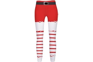 GENERISCH Damen Weihnachts-Leggings im Elfen-Look - Bunte Leggings mit festlichem Muster | Lustige Hose für Weihnachten und Mottopartys