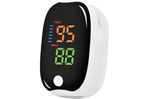 MZU Tragbarer Finger Pulsoximeter für Fitness und Outdoor, Sauerstoffsättigung & Pulsrate Anzeige, OLED Bildschirm mit Batterien und Band (Schwarz, 1 Stück)