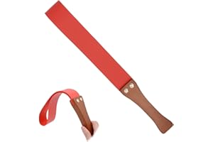 OUBFUUY Pagaia in Pelle Manico in Legno Antiscivolo, Frustino per Cavalli, 19'' Coltivazioni Equestri, Rosso