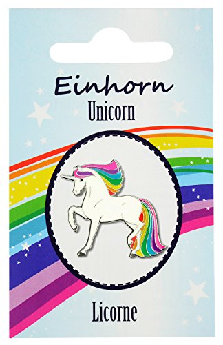 Preisvergleich Produktbild Ansteckpin Einhorn Glücksbringer mit Regenbogen Schweif und Mähne