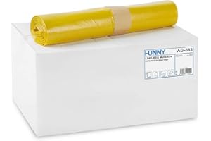 Funny AG-883 Sacchi Della Spazzatura, in Ldpe, Capacita 120 L, Giallo, 700 X 1100 mm, 250 Pezzi