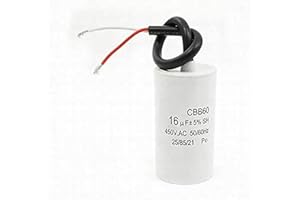 YUTOKEER Cbb60 Motor Capacitor with Wire Lead 16Uf 450Vac Frequency 50/60Hz White Capacitor