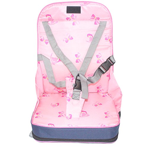 SelfTek Portable Folding 5 Point Baby Dining Chair Harness Travel Booster Pink