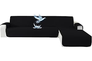 YSTELLAA Impermeable Housse Canapé 3 Places, Housse Canape d'angle Gauche/Droit Universel Réversible, avec Accoudoirs, Protection Chat Chiens Griffures, Sofa Cover Antidérapante, Noir