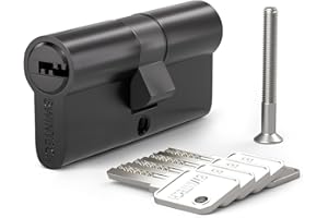 Bwintech 1 pz 40/50mm Euro Cilindro in Ottone, 90mm Pomello/Chiave a Barile con 5 Chiavi Standard in Ottone,Antipicking, Anti-perforazione, Anti-Snap,finitura nera