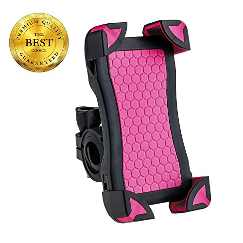 Bike phone holder for Smartphone Compatible with Road &amp; Mountain Bikes and Motorcycles &amp; Scooters use for 4.5 inch to 6.5 inch Screen (Rose red)
