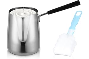 PILIPANE Pentola Termica per caffè da 350 ml,caffettiera Turca, scaldaburro con manico lungo, Mini pentola per Il Riscaldamento del caffe Greco in Acciaio Inossidabile con beccuccio per caffè Domestico