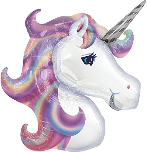 Lomila Unicorn Foil Birthday Balloons Large Children's Party Balloons Helium Balloons Unicorn Balloons Super shape Balloon Giant Balloon Unicorn Rainbow Magical Pink 34" x 46" (Pastel)