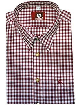 Orbis 0064 Trachtenhemd bordeaux rot weiß kariert bequemer Schnitt M bis 4XL