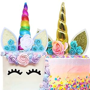 BESYZY 2pcs Unicornio Cake Topper Decoración para Tarta Unicorn Cumpleaños Cake Toppers para Cumpleaños Baby Shower Fiesta Temática