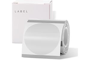 NIIMBOT Etykiety do drukarki etykiet B1/B21/B3S, etykiety termiczne, 50 x 50 mm, wodoodporne, olejoodporne, 1 rolka 150 naklejek (okrągłe, przezroczyste)