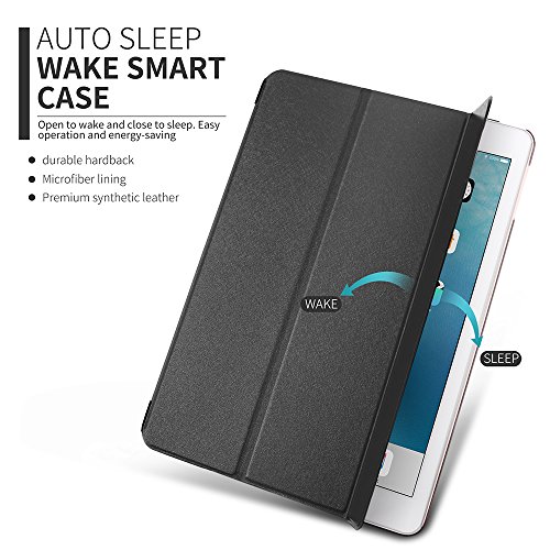 Boriyuan Ipad Pro 9.7 Hülle Smart Case Cover ultra slim Schutztasche aus PU Leder für Ipad Pro 9.7 Zoll mit Standfunktion, Auto Sleep Wake up, Displayschutzfolie und Stylus auch inklusive (Schwarz) - 4