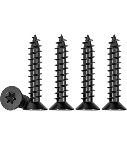 sturiz 40 stuks houtschroeven, zwart, M3 x 20 mm, schroeven voor akoestische panelen, torx, roestvrijstalen schroeven, zwart, platte kop, plaatschroeven, zelftappend met schijf voor 304 A2 V2A
