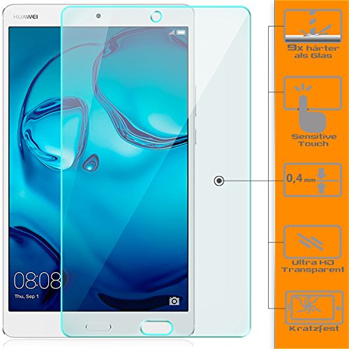 Saxonia [2 Stück] Displayschutzfolie [gehärtetes Glas] Huawei MediaPad M3 Panzerglasfolie Hartglas Schutzfolie Panzerglas Folie (9H) | HD Klar | Transparent - 2