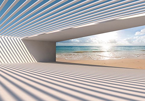 FOTOTAPETE 350×245 cm – VLIES TAPETE PREMIUM – PROFI QUALITÄT – Top moderne Wanddeko – Riesen Wandbild – Top Design Tapete – Neue exklusive Edition mit noch besser Druckauflösung – Deutsches Premium Vlies – Strand Natur Landschaft Meer Himmel Architektur c-B-0096-a-a - 3
