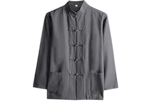 G-like Chinese Men's Shirt - Traditional Martial Arts Kung Fu Tai Chi Wushu Classic Tangzhuang Style Long Sleeve Jacket Training Uniform Spring Autumn Casual Clothing