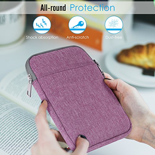 MoKo Universal 6 Zoll Sleeve Hülle – Tragbare Nylon Schutzhülle Tasche für Tablets, Kobo Touch 2.0, Kobo Glo HD, Tolino Shine 2HD, Tolino Vision 3HD E-Book E-Reader, Violett - 3