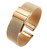 AUTULET Damen Edelstahl Uhrenarmband Rotgold 18mm