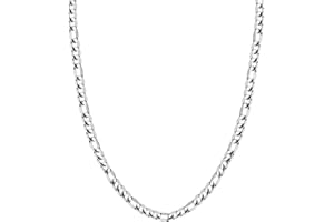AURSTORE Collier Chaine Homme Figaro en Acier inoxydable Argenté -Longeur 50cm, 55 cm et 60 cm au choix