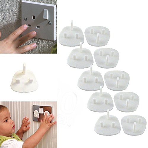 10 MAINS ELECTRICAL PLUG SOCKET SAFETY COVERS BABY PROOF CHILD SAFETY PROTECTOR