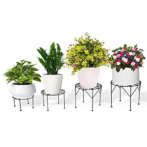 TrustBasket Iris Planter Stand for Flower Pot Heavy Duty Potted Stand Indoor Outdoor Metal Rustproof Iron Garden Container(Set of 4)