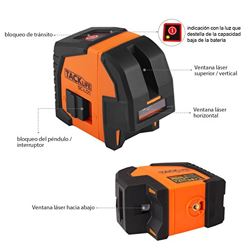Nivel Láser 30m profesional,Tacklife-SC-L05,2 Puntos de plomada,Línea vertical,horizontal y nivelación automática,gran ángulo de 130 grados,con una placa de objetivo,soporte magnético giratorio - TACKLIFE