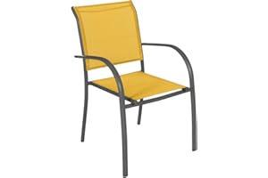 Hespéride - Fauteuil de Jardin Empilable Piazza Jaune Moutarde et Graphite - 56 X 65 X 88 cm - Aluminium Anti-Rouille - Mobilier d'Extérieur Terrasse