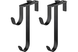 ktxaby 2Pcs Adjustable Pool Pole Hanger Double Pool Pole Hooks Rustproof Pool Hooks Rust Resistant Metal Equipment Hooks for Wall Hanging Tool Pole Swimming Pool Accessories (Black)