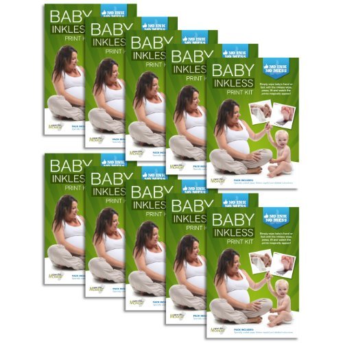 10 x Inkless Wipe Hand & Foot Print Kits by Save The Moment - 2 Standard Size Coated Papers & 1 Inkless Wipe (Black) Per Kit