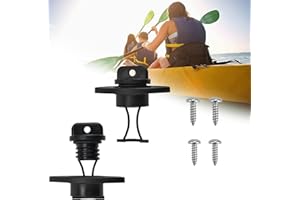 PenuSpt Boat Drain Bung, 2pcs Kayak Drain Plug, Universal Hull Drain Stopper, Canoe Boat Drain Holes Plugs, Bung Replacement Accessories with 4pcs M5*15mm Screws for Dinghy Kayak Canoes Boat
