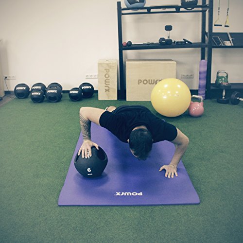 Medizinball mit Griffen Profi 3 – 10 kg von POWRX | schwarz Gewichtsball Studioqualität - 6