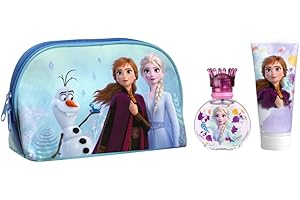 AIR-VAL INTERNATIONAL Disney Frozen Kids Perfume Gift Set, Eau De Toilette Spray (50ml), Toiletry Bag & Shower Gel (100ml), Vegan, Natural, Dermatologically Tested & Travel Friendly, Best Gift for Any Occasion & Daily Use