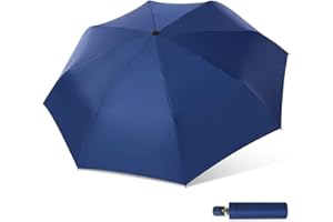 DORRISO Femme Automatique Parapluie Pliant Protection Solaire Anti-UV Compact Portable Voyage étanche Ombrelle de Voyage Bleu A