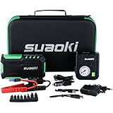Suaoki G7 Plus 18000mAh Multi-fonction Car Jump Starter Démarrage de Voiture avec 600A Courant de Crête Alimentation Eléctrique d'Urgence pour Voiture avec LED Flashlight + 80 PSI Compresseur d'air Pompe(Vert)