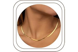 Finrezio 14K-guldhalsband, guldpläterad ormkedja, halsband för kvinnor, kedja, fiskbensmönster, rostfritt stål, justerbart ha