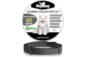 Woyamay Collier Apaisant pour Chats, Ajustable Anti-Anxiété Collier Calmant pour Chat, Naturel Pheromones Effet Apaisant Collier Chat pour Petits, Moyens et Grands Chats Noir