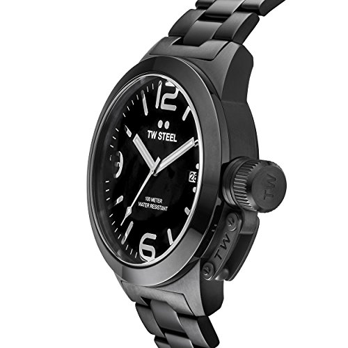 TW Steel Men's Quartz Watch with Black Dial Analogue Display and Black Stainless Steel Plated Bracelet CB211