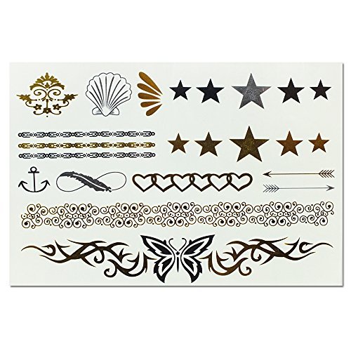 Latest Summer Fashion Temporary Black Gold Silver Metallic Flash Body Tattoos Bracelets & Necklaces 41 Patterns By Lizzy® (101)