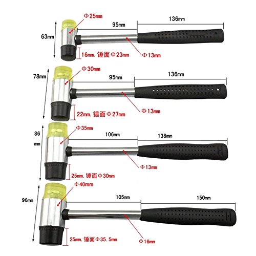 Hrph Multi-Purpose-Kopf-Power für Schmuck DIY Fertigkeit Werkzeuge 25/30/35/40 MM Double Face Gummihammer Reduzierte - 8