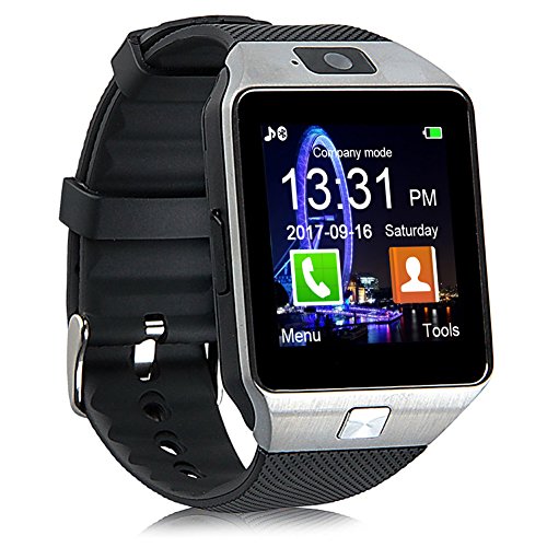Kivors Bluetooth Reloj Inteligente DZ09, Smartwatch Teléfono Inteligente Pulsera con Cámara Pantalla Táctil Compatible con Tarjeta SIM / TF para iOS o Android HTC LG Huawei Sony Xiaomi (Negro)