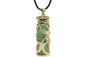 YIGEDAN Drache und Phönix Säule Jade Anhänger Halskette für Frau