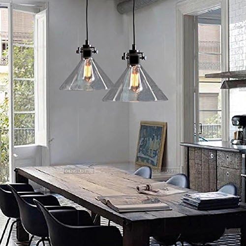 Transparent Industrial Edison Glass Shade Mini Pendant Cone Ceiling Lamp