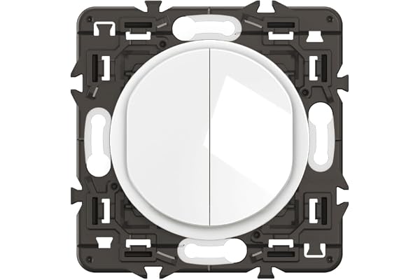 LEGRAND - Interrupteur Double ou Va-et-vient - 10A - Commande d'Eclairage Complète - A compléter avec une plaque - Blanc