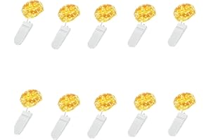 PAWARSO Luci LED a Batteria, 10 Pezzi 2M 20 Luci Stringa Filo Di Rame Lucine Decorative a Batteria per Natale,Decorazione di Nozze, Matrimonio, DIY, Festa (Bianco Caldo)