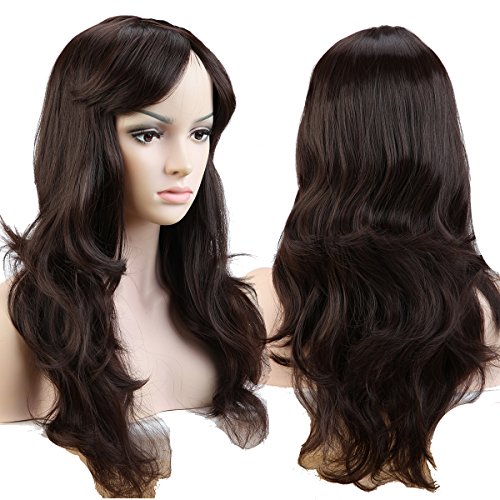 S-noilite Sexy Lady Full Wig 19" Curly Dark Brown Hair Wig Natural Color Daily Dress