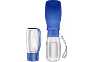 Peteast Foldable Dog Water Bottle with Dishwasher-Safe Design - Portable Pet Water Bottle for Dog Cat Outdoor Walking Hiking - Leak-Proof Dog Water Bowl Dispenser for Travel (Navy Blue)