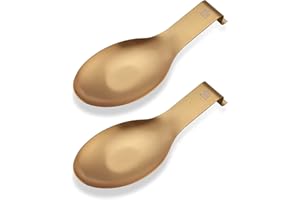 Vila KuChe Stainless Steel Spoon Rest for Kitchen Spoon Holder Counter Cooking Utensil Rest Spoon Heavy Duty Dishwasher Safe 2pcs (Gold)